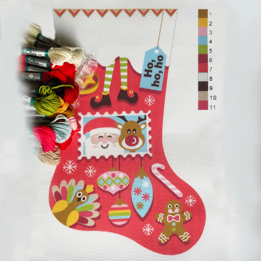 Personalised Christmas Stocking - Santa and Rudolf