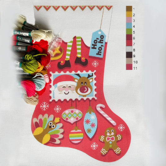 Personalised Christmas Stocking - Santa and Rudolf